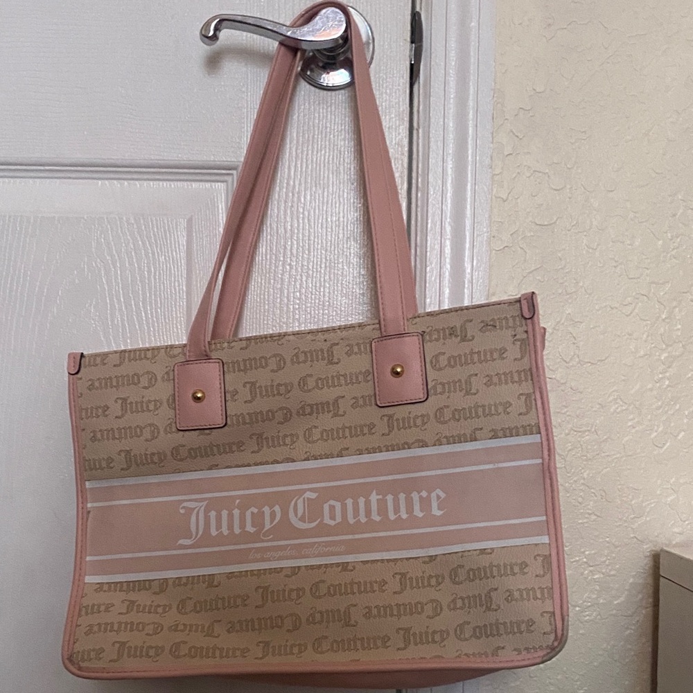 Juicy Couture Pink and Brown Logo Tote